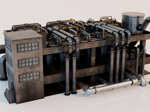 工厂设备 油罐厂建筑厂房 化工厂设备 炼油厂 工厂腐朽设备su模型