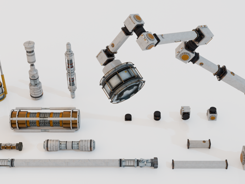  空间站构件 机械零件 空间站模块化部件 卫星组件 航天器组件su模型 