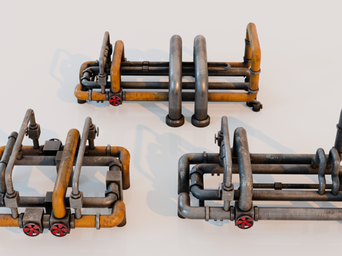 工厂设备 油罐厂设备 化工厂设备 工业管道 工厂管道su模型