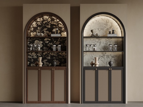 中古风酒柜 装饰柜su模型