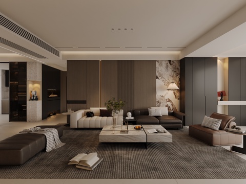  现代意式客餐厅3d模型 