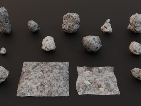 行星 陨石 岩石 行星地面材质su模型