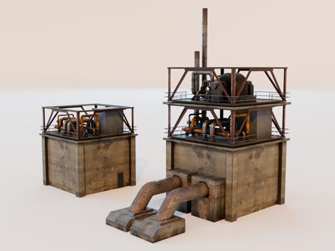 工厂设备 油罐厂建筑 化工厂设备 炼油厂 工厂腐朽设备 工厂su模型