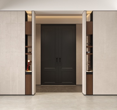 现代禅意玄关垭口 新中式门厅垭口 宋氏入户端景隔断 现代双开su模型