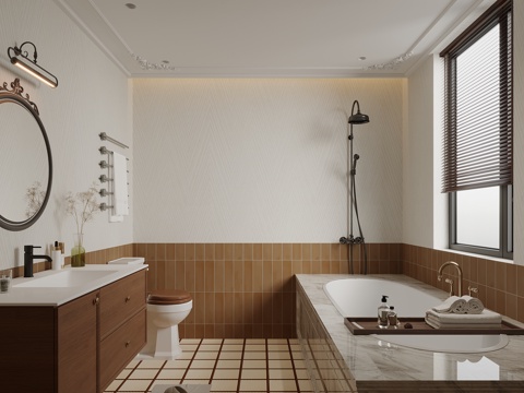  中古风卫生间3d模型 