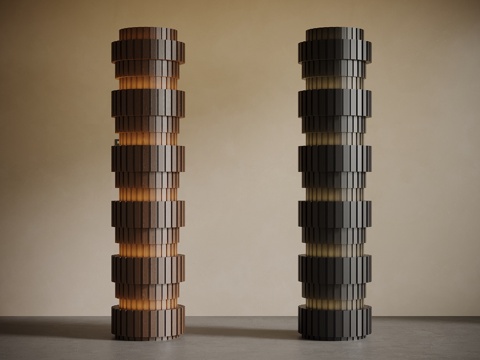 现代造型柱 中古风造型柱su模型