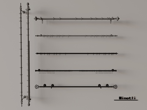 现代窗帘杆罗马杆 浴帘杆su模型