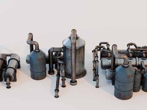 工厂设备 油罐厂设备 化工厂设备 炼油厂 工业管道su模型