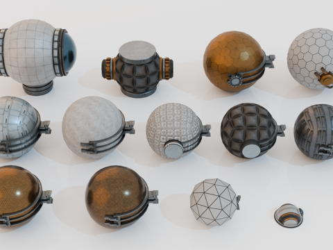 空间站构件 机械零件 空间站模块化部件 卫星组件 航天器组件su模型