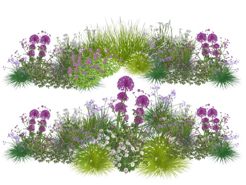 现代庭院小院植物堆植物景观组合su模型