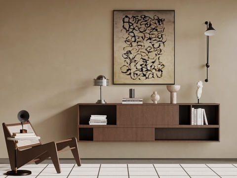 中古风玄关柜 休闲椅su模型