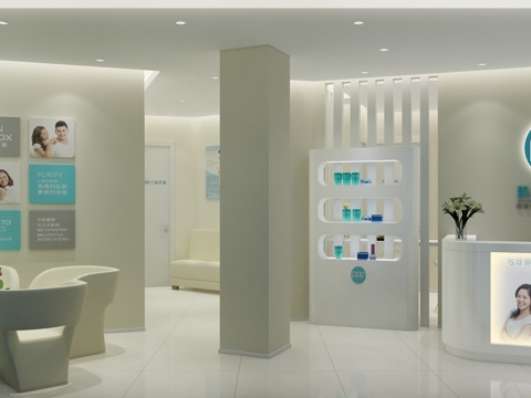  现代美容院 spa 美容会所 门头 前台 休闲椅 美容仪3d模型 