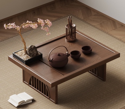 新中式茶具 摆件su模型