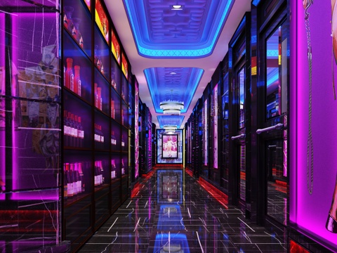  现代 ktv过道 模型3d模型 