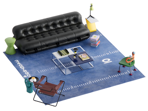 包豪斯沙发茶几组合su模型