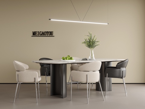 现代餐桌椅 餐椅 单椅 餐厅吊灯su模型