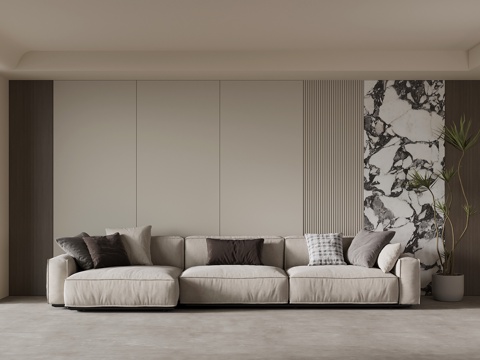 现代简约背景墙 沙发背景墙su模型