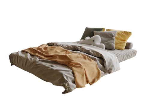 现代儿童床 榻榻米床 单人床su模型