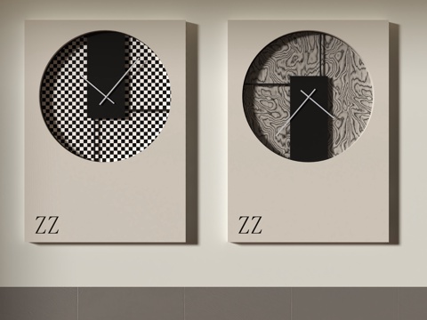 现代墙饰挂件 钟表 摆钟su模型