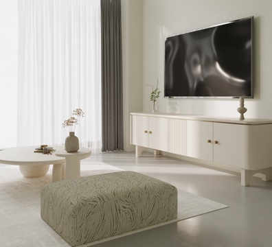 现代极简客厅 电视柜su模型