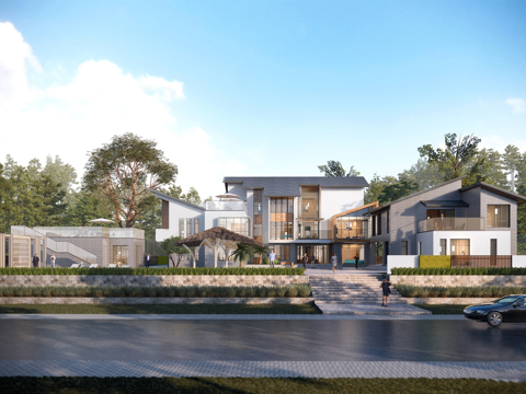 新中式酒店建筑  乡村民宿su模型