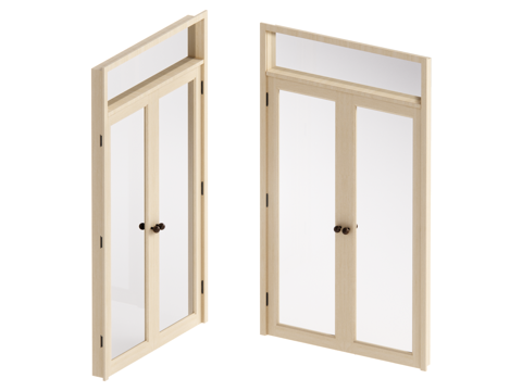 现代原木风双开门su模型