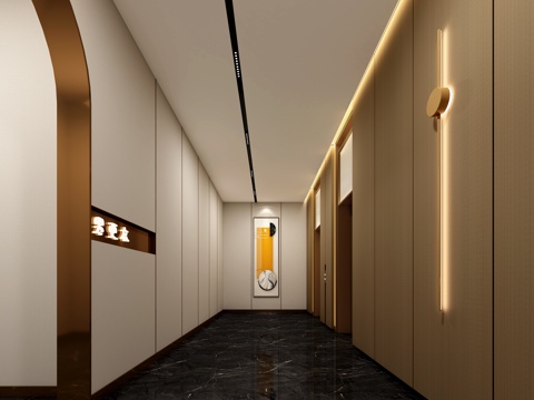  电梯前室3d模型 