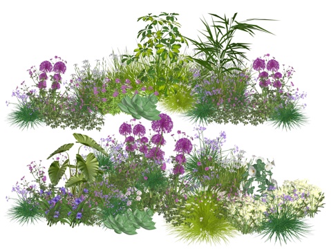 现代庭院小院植物堆植物景观组合su模型