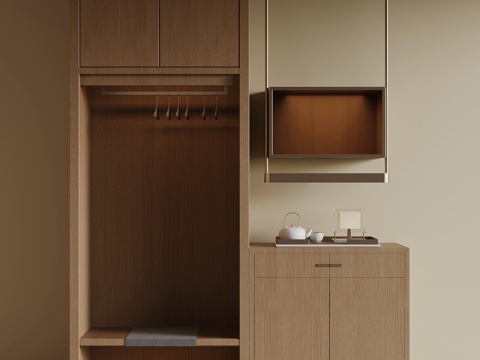 酒店衣柜 挂衣 酒水柜su模型