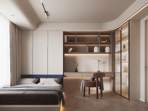  现代榻榻米卧室3d模型 