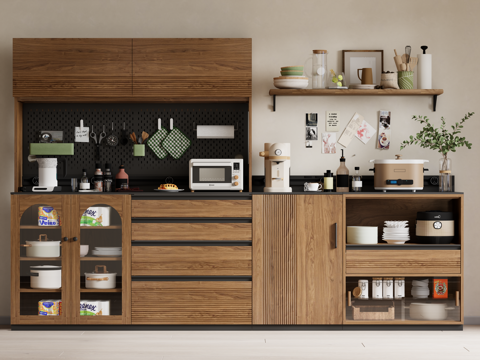 复古中古风餐边柜su模型