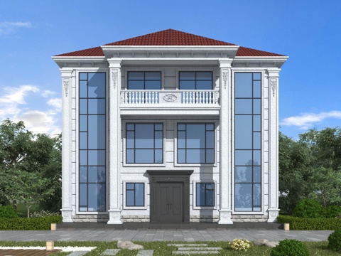欧式独栋别墅su模型