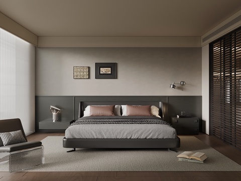 现代意式卧室su模型