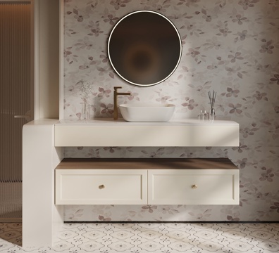 奶油风卫生间 干湿分离卫生间su模型