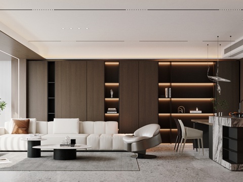  现代意式客餐厅 高级灰客餐厅 横厅客餐厅 轻奢意式客餐厅3d模型 