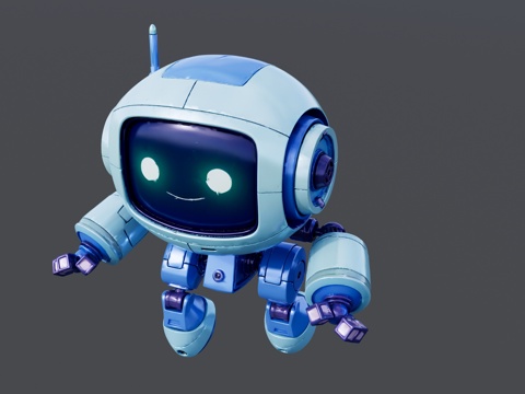 微笑的蓝色智能机器人su模型
