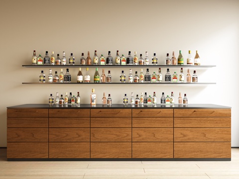 现代 酒柜 酒 洋酒 高档酒 酒  红酒柜 餐厅酒柜 酒瓶su模型