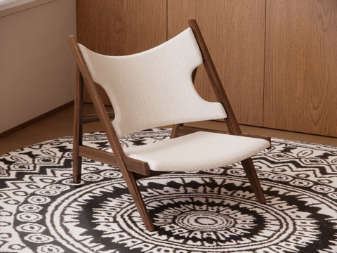 侘寂中古风休闲椅su模型