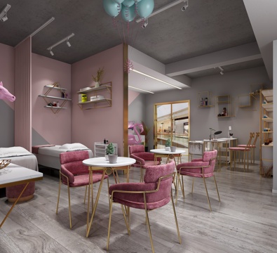  现代轻奢美甲美容店大图3d模型 