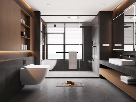  现代卫生间3d模型 