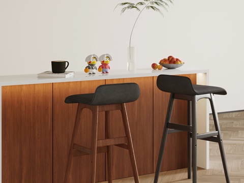 中古风岛台 吧台 水吧台 吧椅su模型