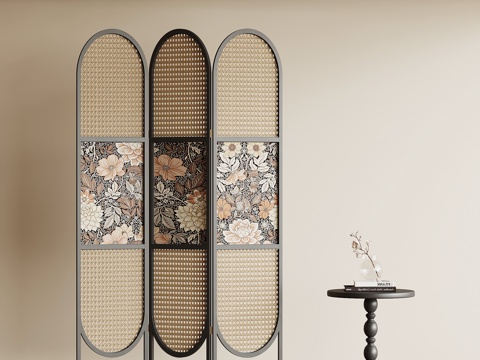 法式复古屏风 隔断su模型