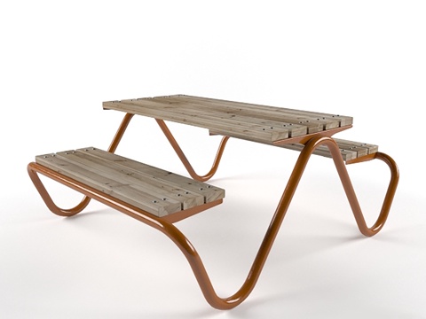 现代户外椅  木椅 公共椅  户外休闲椅su模型