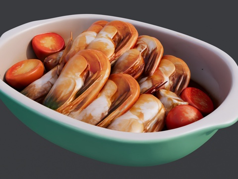 油焖大虾菜品su模型