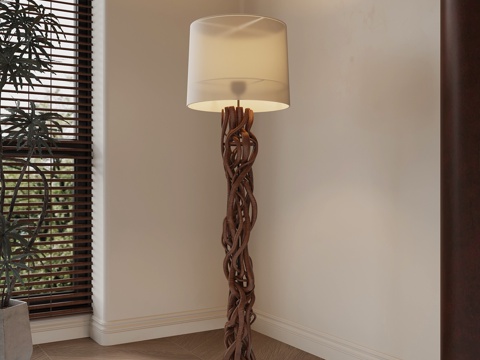 侘寂中古落地灯su模型