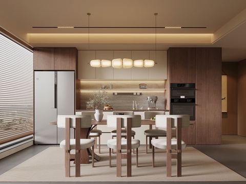  中古风餐厅 家具餐厅 餐桌椅 餐边柜3d模型 