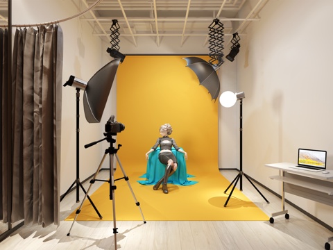  现代风格 摄影棚3d模型 