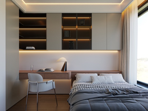  现代轻奢榻榻米儿童房卧室3d模型 