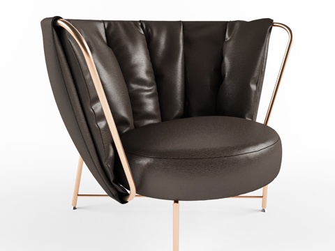 现代单人沙发 休闲沙发  皮革沙发su模型