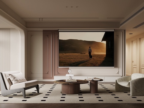 法式客厅 茶几组合 背景墙su模型